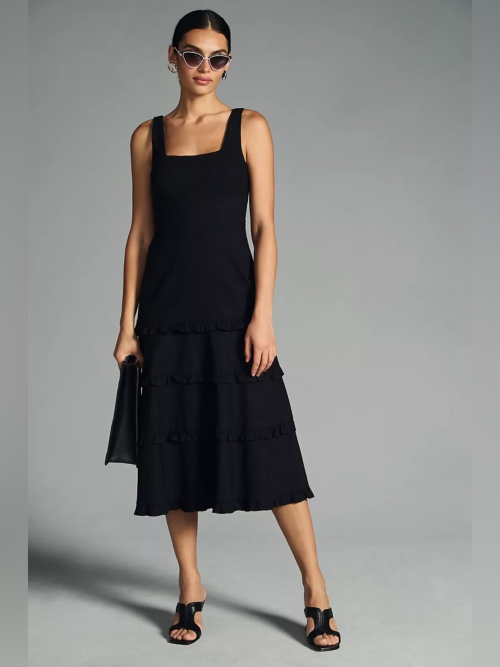 Anthropologie The Blythe Square-Neck Tiered Dress